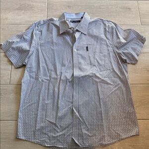 Ben Sherman Short Sleeve Button-Down Shirt in Black and White Geo Print